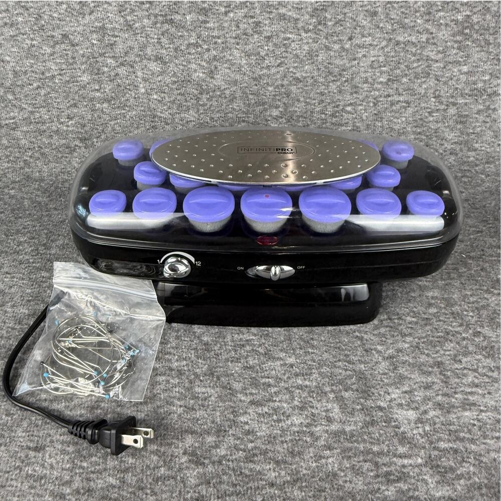 Conair Infinity Pro HS41X Ceramic Flocked Heat Rollers with Clips Purple TESTED